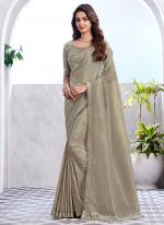 Sim-sim Silk Green Party Wear Embroidery Work Saree